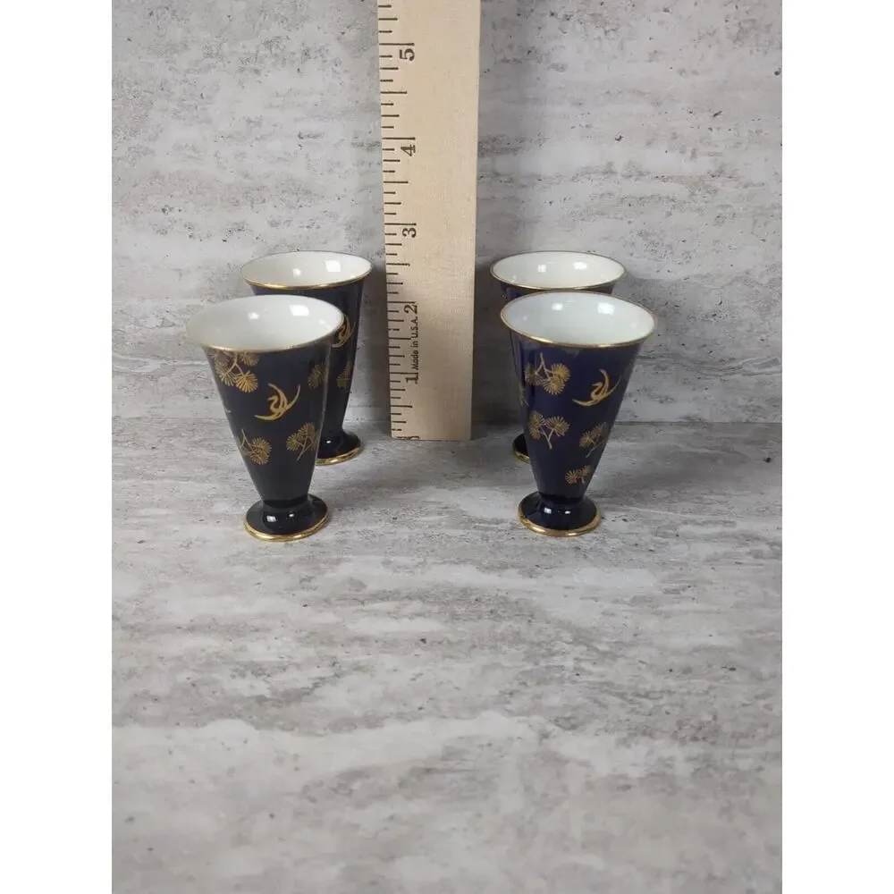 Cobalt Blue Saki/Egg Cups, Japan, Lot‎ of 4